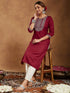 Janasya Women's Maroon Rayon Embroidered Straight Kurta